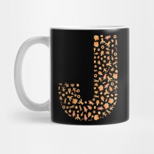 Letter J Initial Christmas Decorations Gingerbread Mug